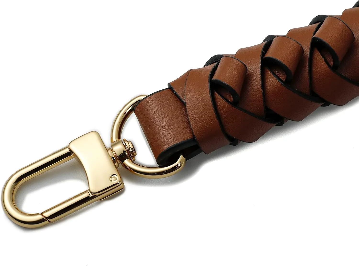GOXTECH 12 Inches Genuine Leather Top Braided Handle Suitable for Hobo Bucket Bags Pochette Bag