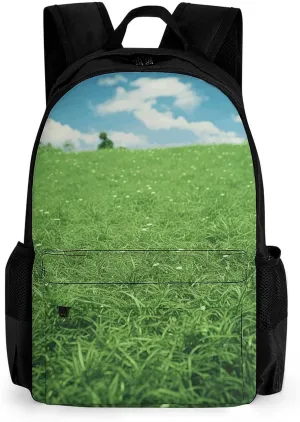 Green Lawn Backpack for Women Men Waterproof Laptop Backpack Travel Bag Casual Daypack 16.1 Inch