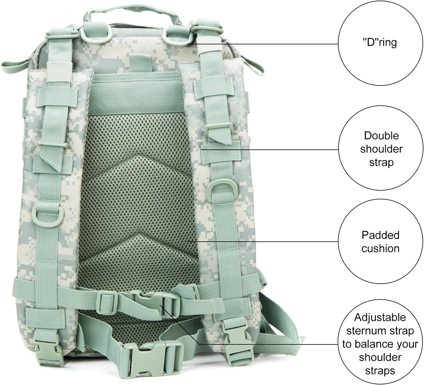 Greencity Small Tactical Backpack Assault Pack Rucksack Molle Bag (ACU)