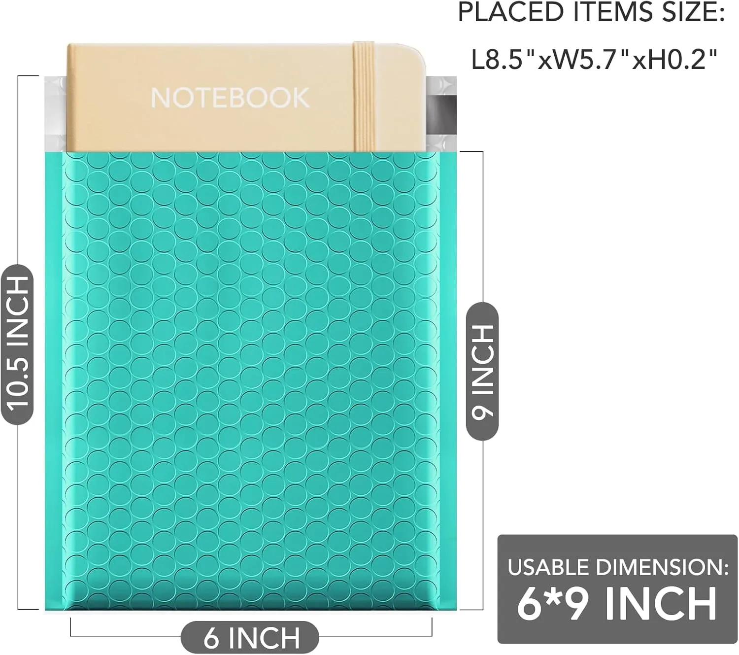 GSSUSA 100 Pack Bubble Mailers 6x10 Inches Teal Bubble Mailer Usable Size 6x9" Bubble Envelopes Small Packaging Mailing Envelope Shipping Bag Bulk Pack Self Seal Package Packing Business Supplies