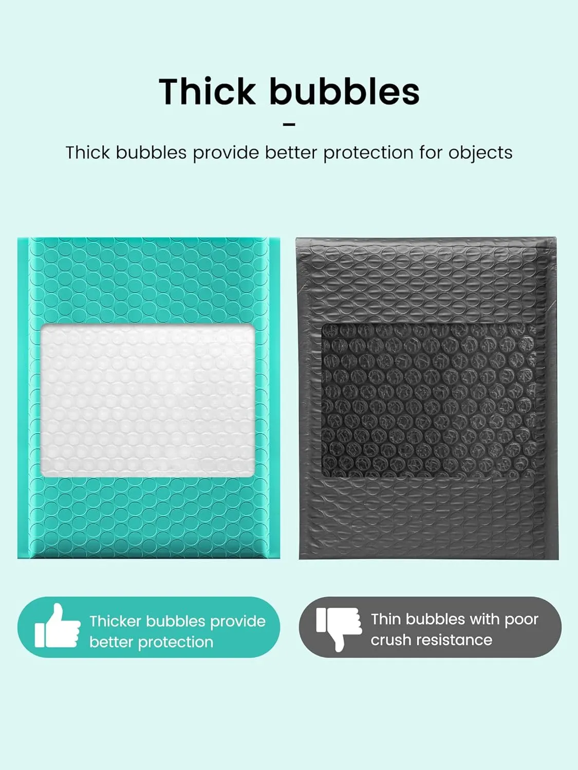 GSSUSA 100 Pack Bubble Mailers 6x10 Inches Teal Bubble Mailer Usable Size 6x9" Bubble Envelopes Small Packaging Mailing Envelope Shipping Bag Bulk Pack Self Seal Package Packing Business Supplies