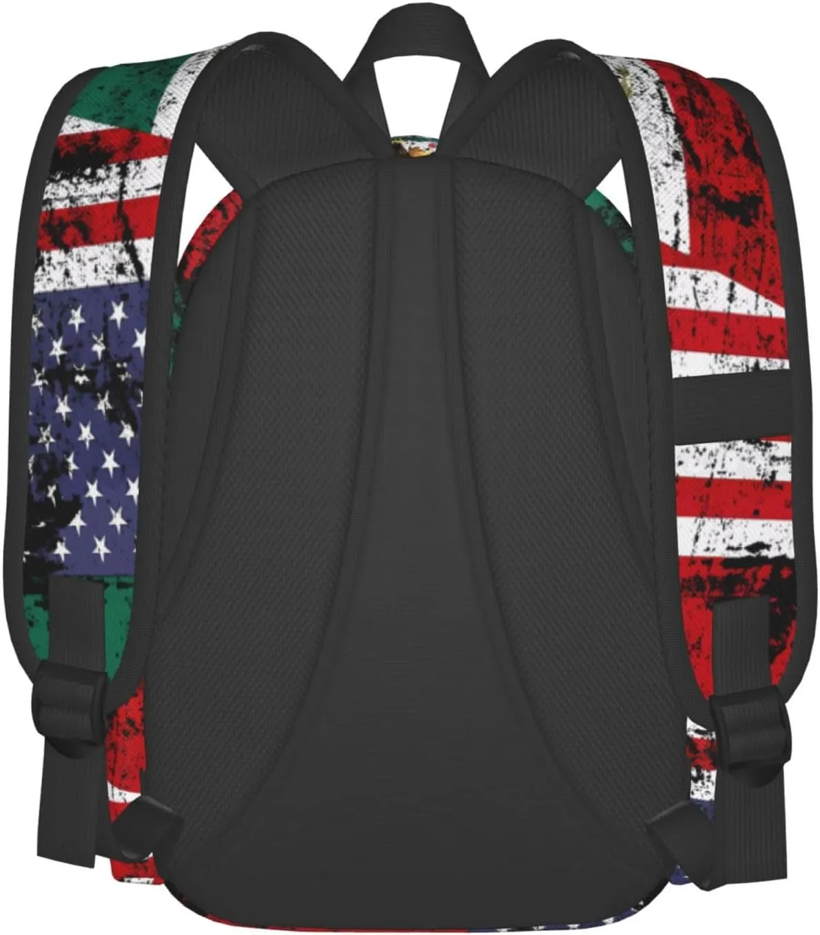 Half American Half Mexican Flag Laptop Commuter Backpack Shoulder Bag Casual Back Pack Daypack Bags With Side Pockets For Work Travel Daily Use