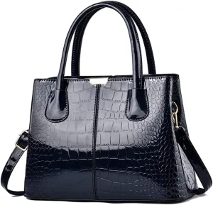 Handbags for Women Top Handle Bags Patent Leather Satchel Crocodile Pattern Tote Bags Ladies Shoulder Crossbody Bag