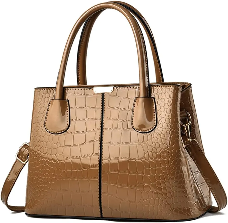 Handbags for Women Top Handle Bags Patent Leather Satchel Crocodile Pattern Tote Bags Ladies Shoulder Crossbody Bag