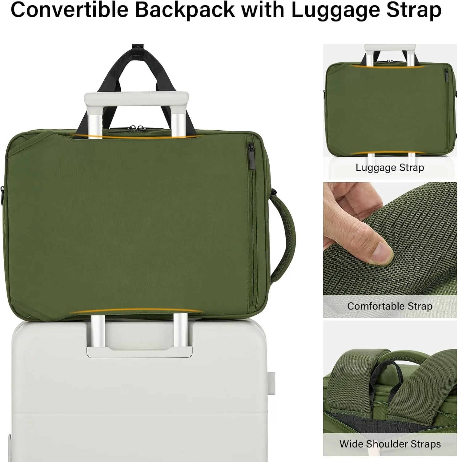 Hanke Multifunctional Carry On Luggage Bag, Personal Item Travel Bag 18x14x8 Airline Approved, Lightweight Under Seat Bags for Airplanes, Overnight Weekender Bags for Women, Pine Green