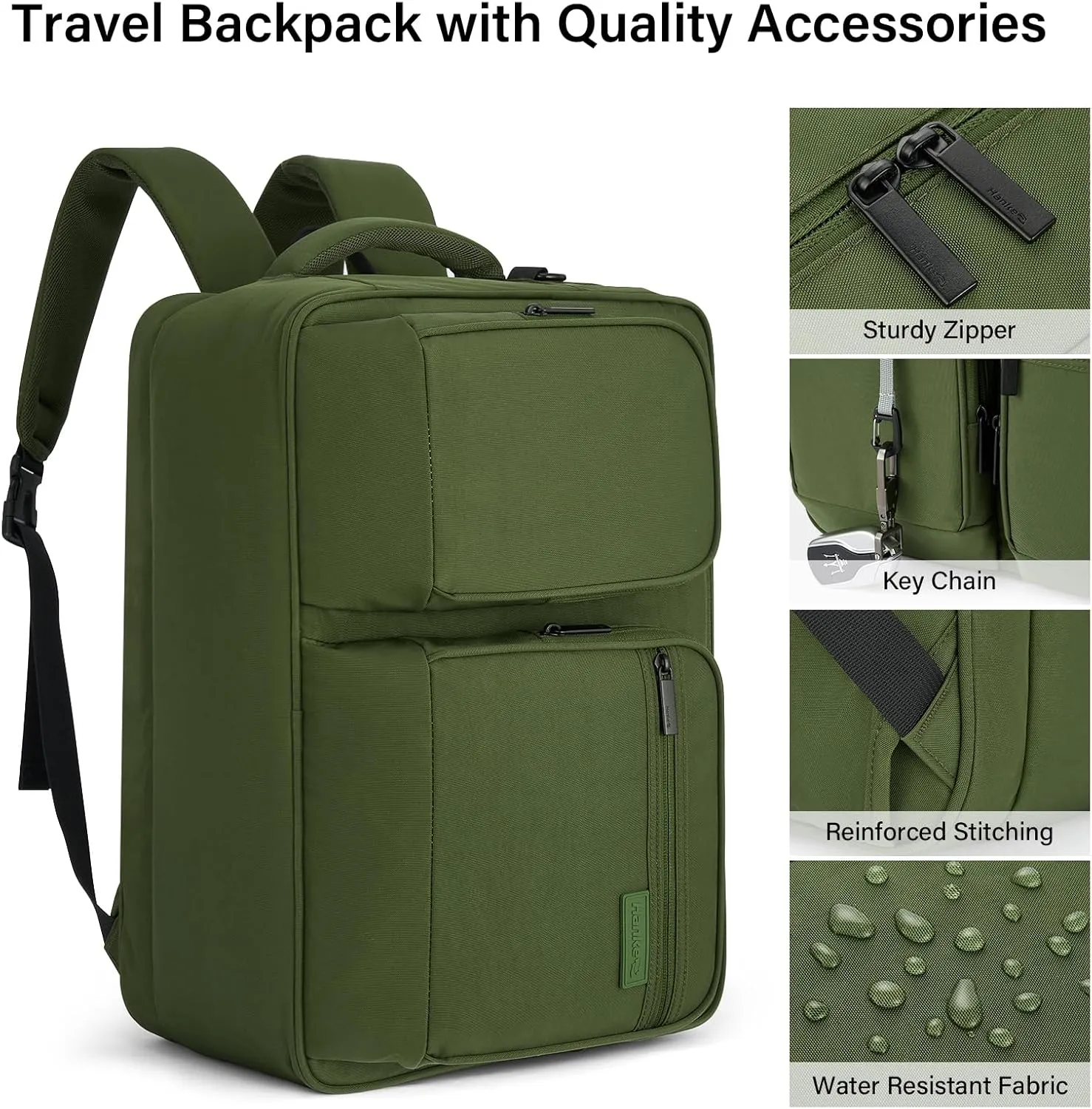 Hanke Multifunctional Carry On Luggage Bag, Personal Item Travel Bag 18x14x8 Airline Approved, Lightweight Under Seat Bags for Airplanes, Overnight Weekender Bags for Women, Pine Green