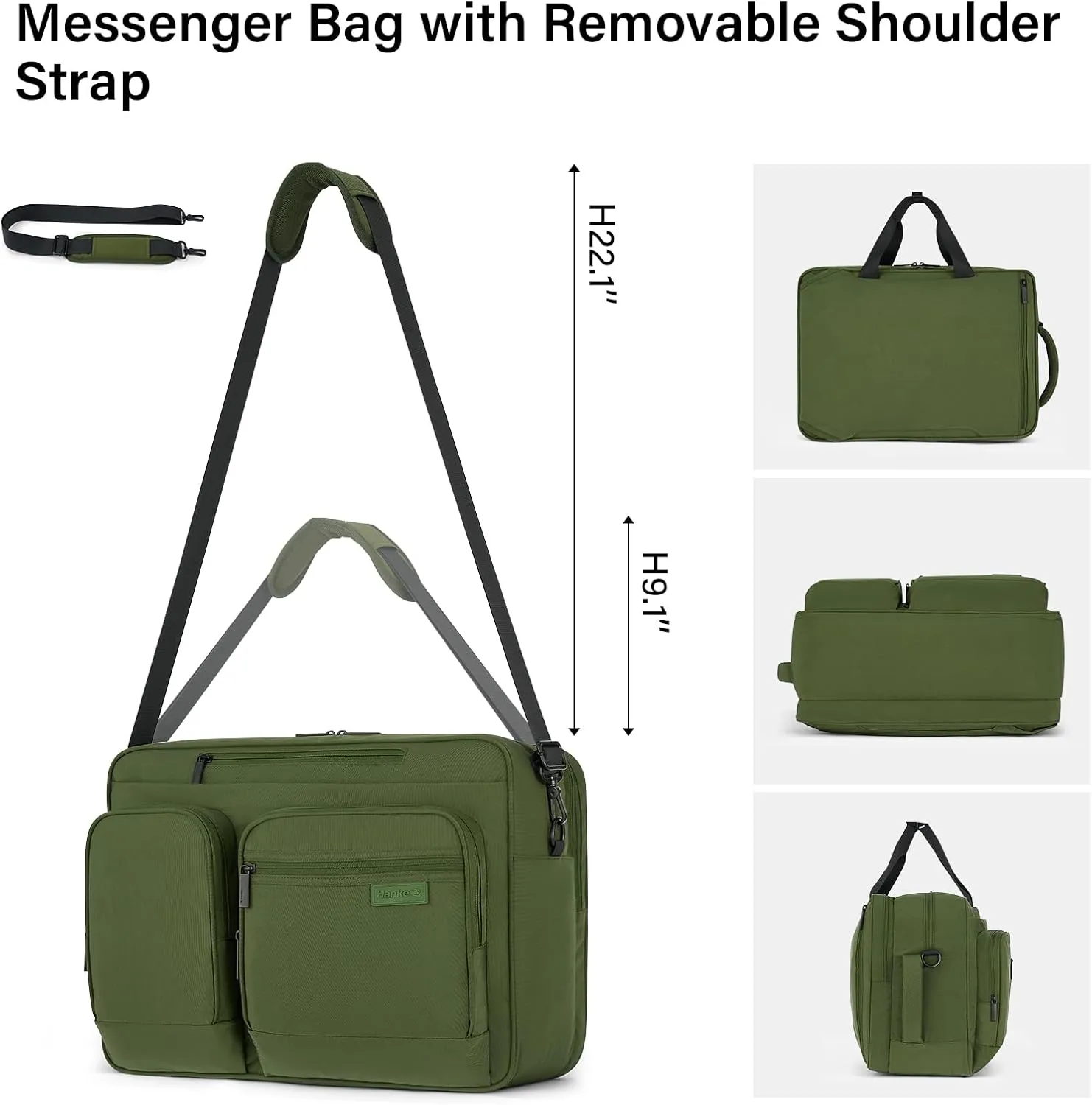 Hanke Multifunctional Carry On Luggage Bag, Personal Item Travel Bag 18x14x8 Airline Approved, Lightweight Under Seat Bags for Airplanes, Overnight Weekender Bags for Women, Pine Green