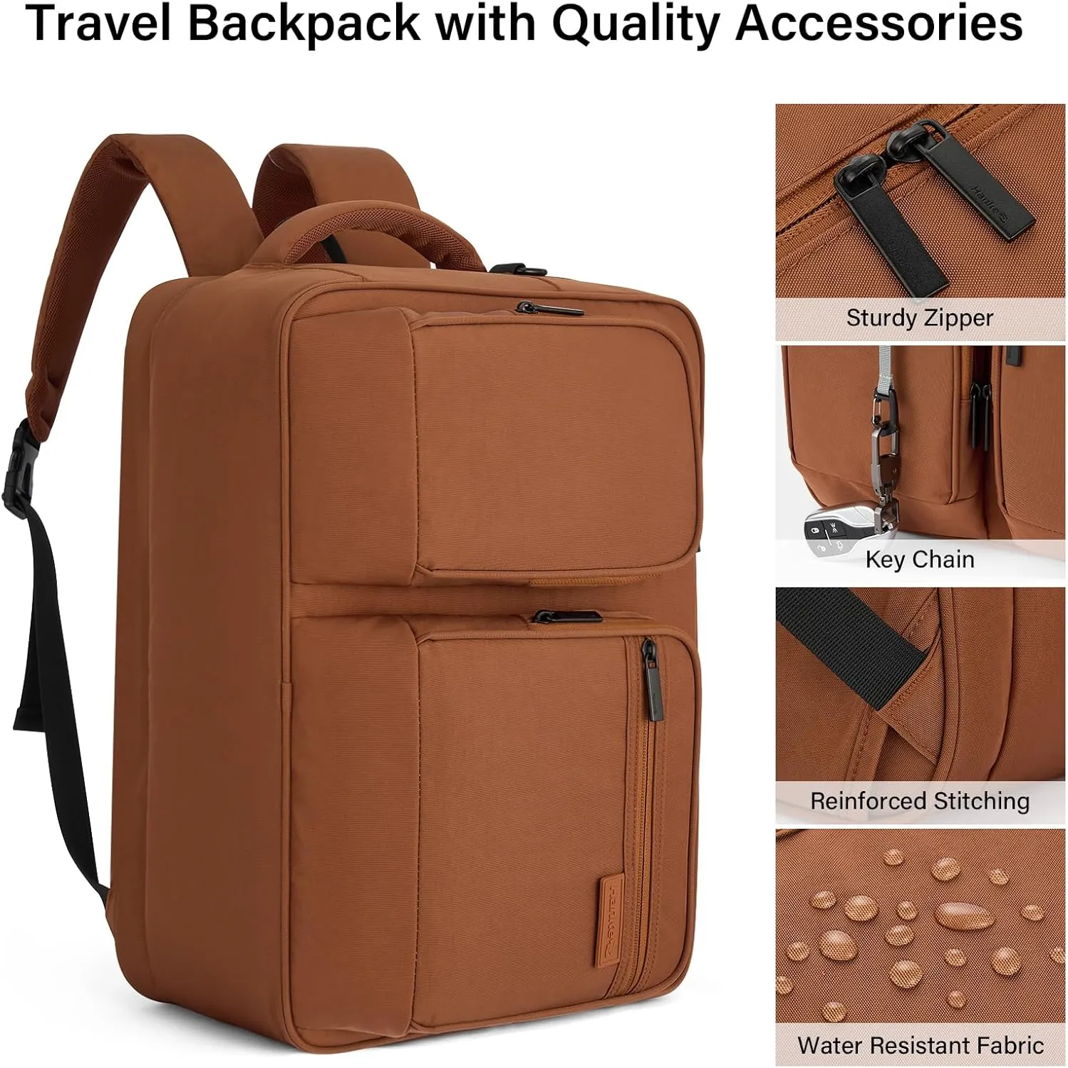 Hanke Multifunctional Carry On Luggage Bag, Personal Item Travel Bag 18x14x8 Airline Approved, Lightweight Under Seat Bags for Airplanes, Overnight Weekender Bags for Women, Reddish Brown
