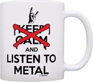 Hard Rock Heavy Metal Music Don't Keep Calm and Turn Up The Metal 11oz Ceramic Coffee Mug with Handle
