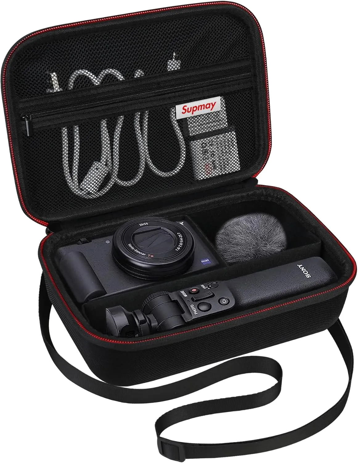 Hard Travel Case for Sony ZV-1F / ZV-1 / ZV-1 II Digital Camera, Protective Cases Bag Fits Vlogger Accessory Kit Tripod and Microphone, Extra Zipper Pocket fit Battery Charger, Black