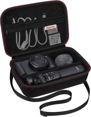 Hard Travel Case for Sony ZV-1F / ZV-1 / ZV-1 II Digital Camera, Protective Cases Bag Fits Vlogger Accessory Kit Tripod and Microphone, Extra Zipper Pocket fit Battery Charger, Black
