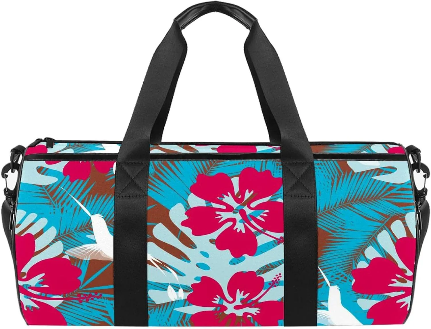 Hawaiian Plumeria Print Duffel Bag for Women Men Sports Gym Tote Bag Weekend Overnight Travel Bag Outdoor Luggage Handbag