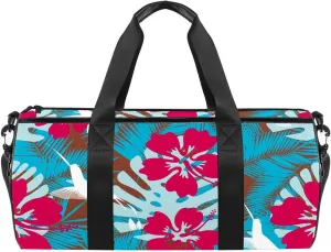 Hawaiian Plumeria Print Duffel Bag for Women Men Sports Gym Tote Bag Weekend Overnight Travel Bag Outdoor Luggage Handbag