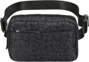 HDE Belt Bag 2L Fanny Pack Cross Body with Adjustable Strap Travel Waist Pack - Black Floral Pop