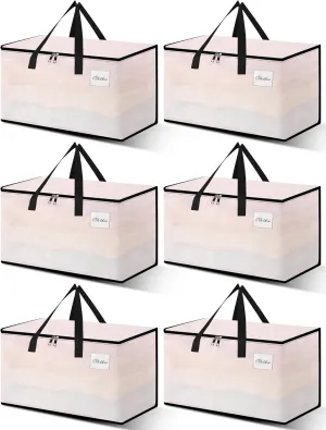 Heavy Duty Moving Bags - Extra Large Packing Bags and Storage Totes, Collapsible and Foldable Option for Moving and Storage, Clear, 125 L - 6 Pack
