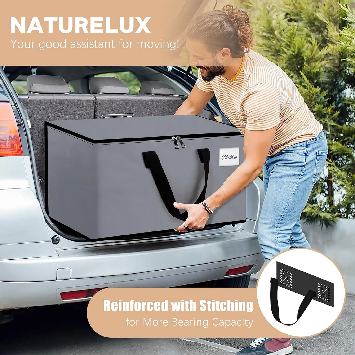 Heavy Duty Moving Bags - Extra Large Packing Bags and Storage Totes, Collapsible and Foldable Option for Moving and Storage, Clear, 125 L - 6 Pack
