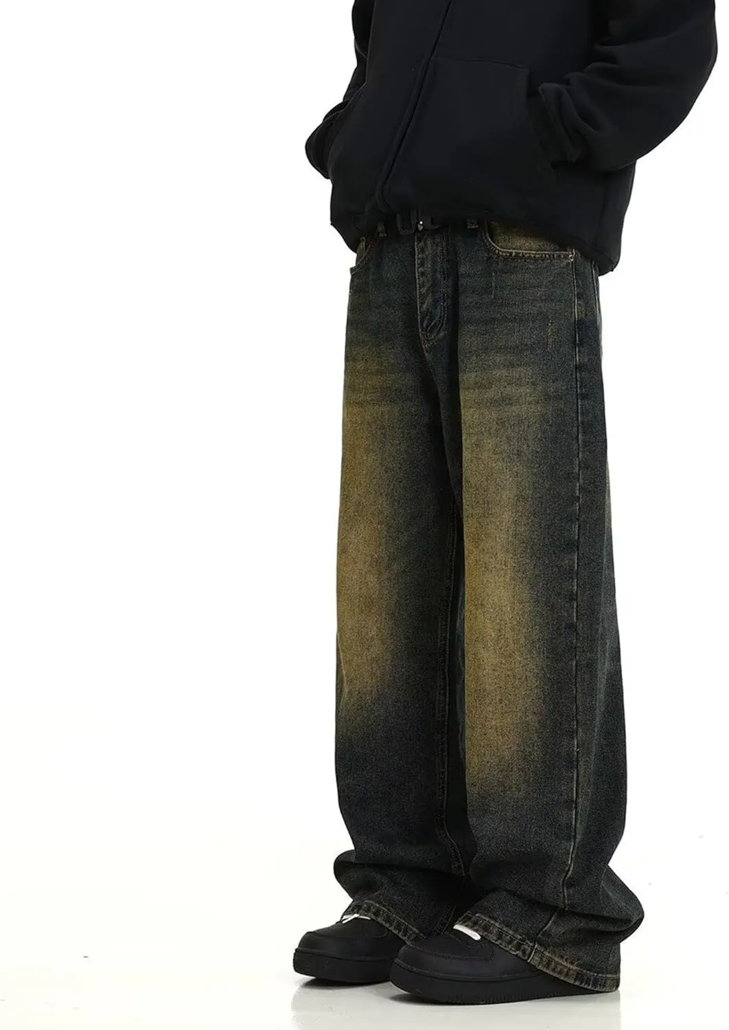 Hippie Pants Men's Baggy Jeans Summer Wide Leg Skater Denim Pants Casual Loose Fit Trend Long Trousers Streetwear