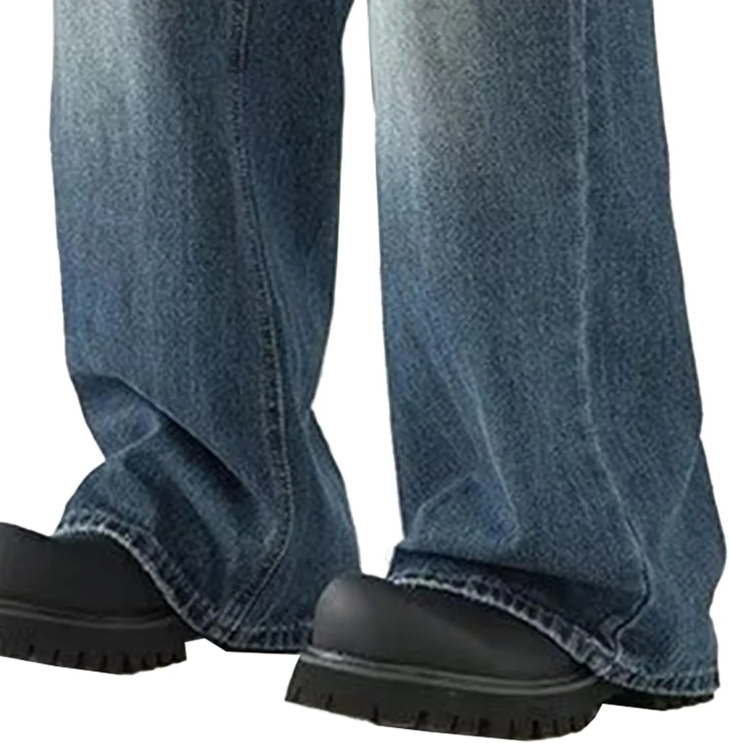Hippie Pants Men's Baggy Jeans Summer Wide Leg Skater Denim Pants Casual Loose Fit Trend Long Trousers Streetwear