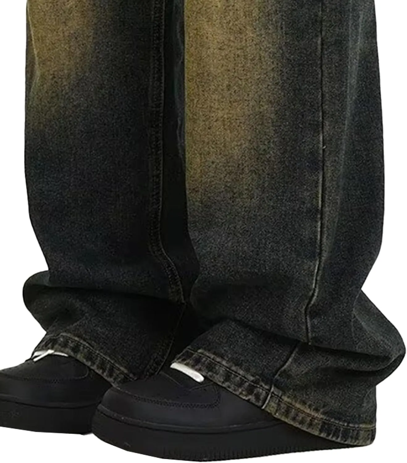 Hippie Pants Men's Baggy Jeans Summer Wide Leg Skater Denim Pants Casual Loose Fit Trend Long Trousers Streetwear
