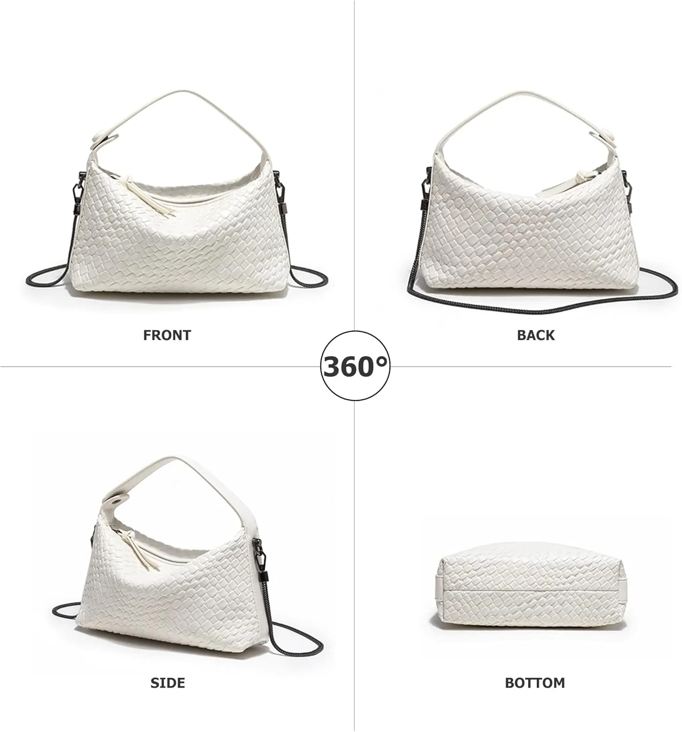 Hobo Bag for Women Vegan Leather Small Tote Crossbody Shoulder Purse Top Handle Handbag Satchel with Metal Chain