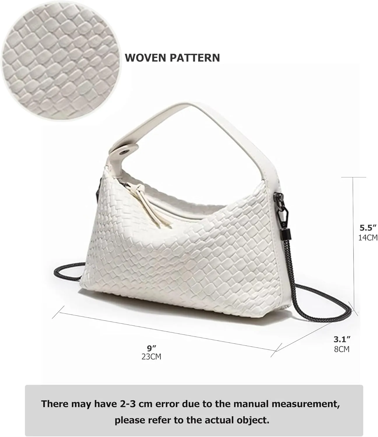 Hobo Bag for Women Vegan Leather Small Tote Crossbody Shoulder Purse Top Handle Handbag Satchel with Metal Chain