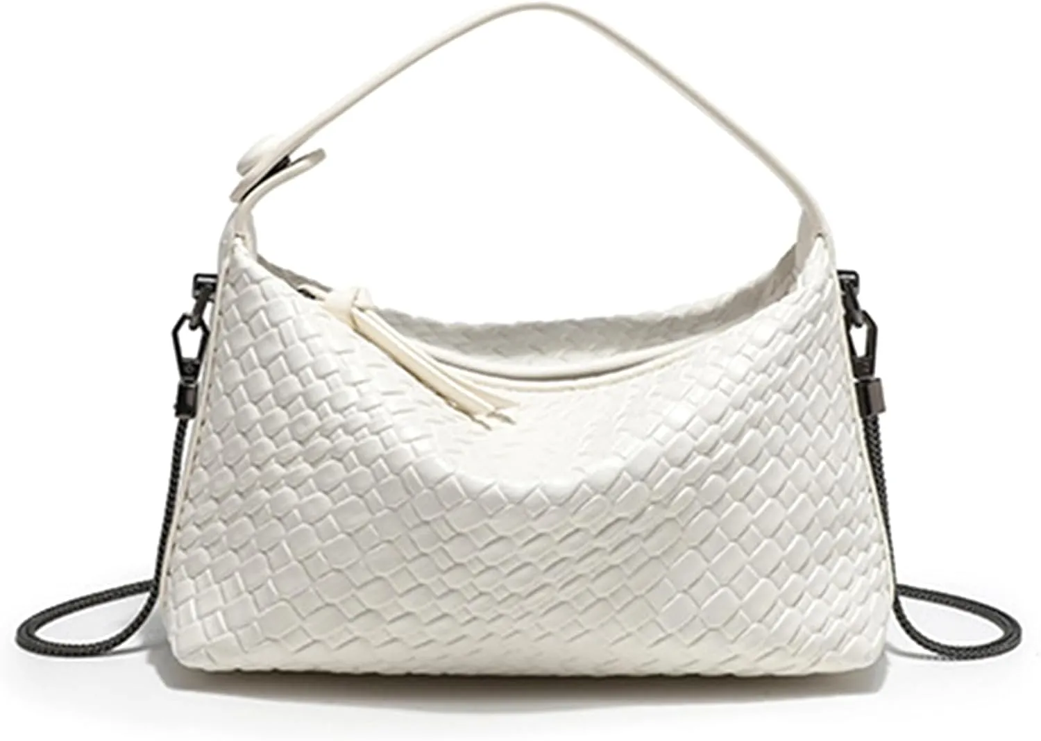 Hobo Bag for Women Vegan Leather Small Tote Crossbody Shoulder Purse Top Handle Handbag Satchel with Metal Chain