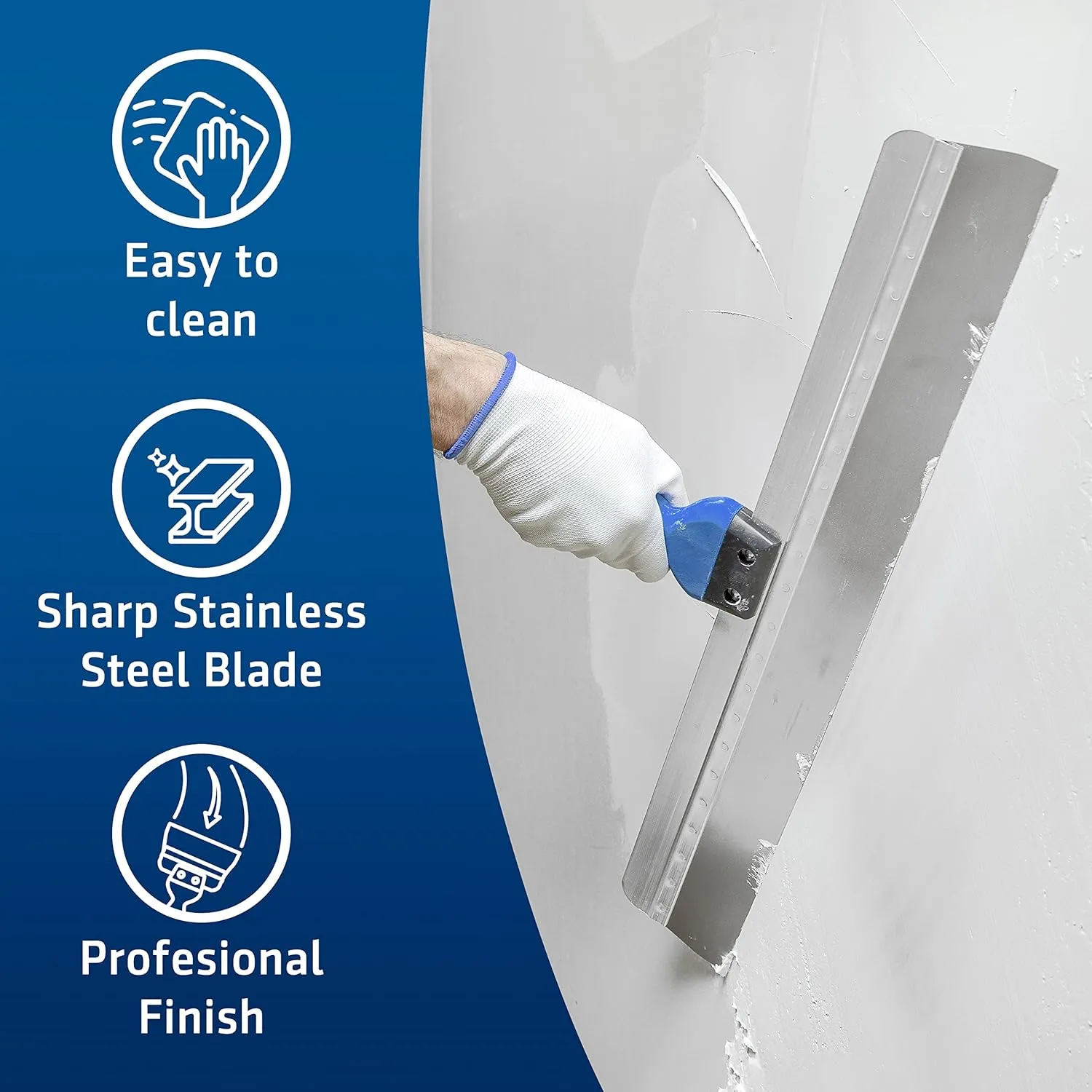 HOGARD 18" Pro Taping Knife | Premium Stainless Steel Blade with a Soft Grip | Best Drywall Taping Tool