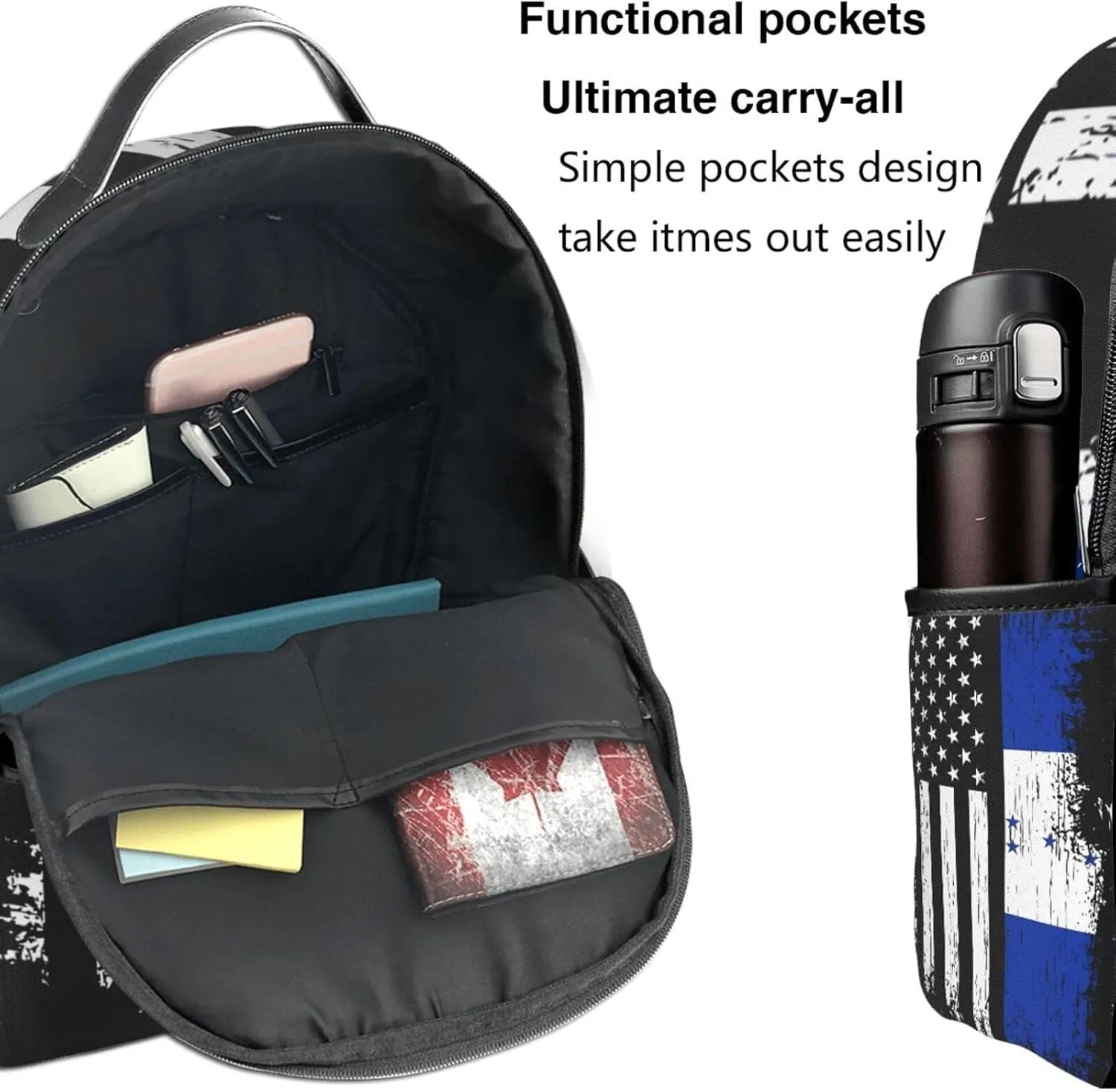 Honduran American Flag Pride Honduras Casual Backpacks Laptop Backpack Carry-on Daypack Sports Travel Rucksack Lightweight Working Bag for Outdoor Hiking Cycling Walking