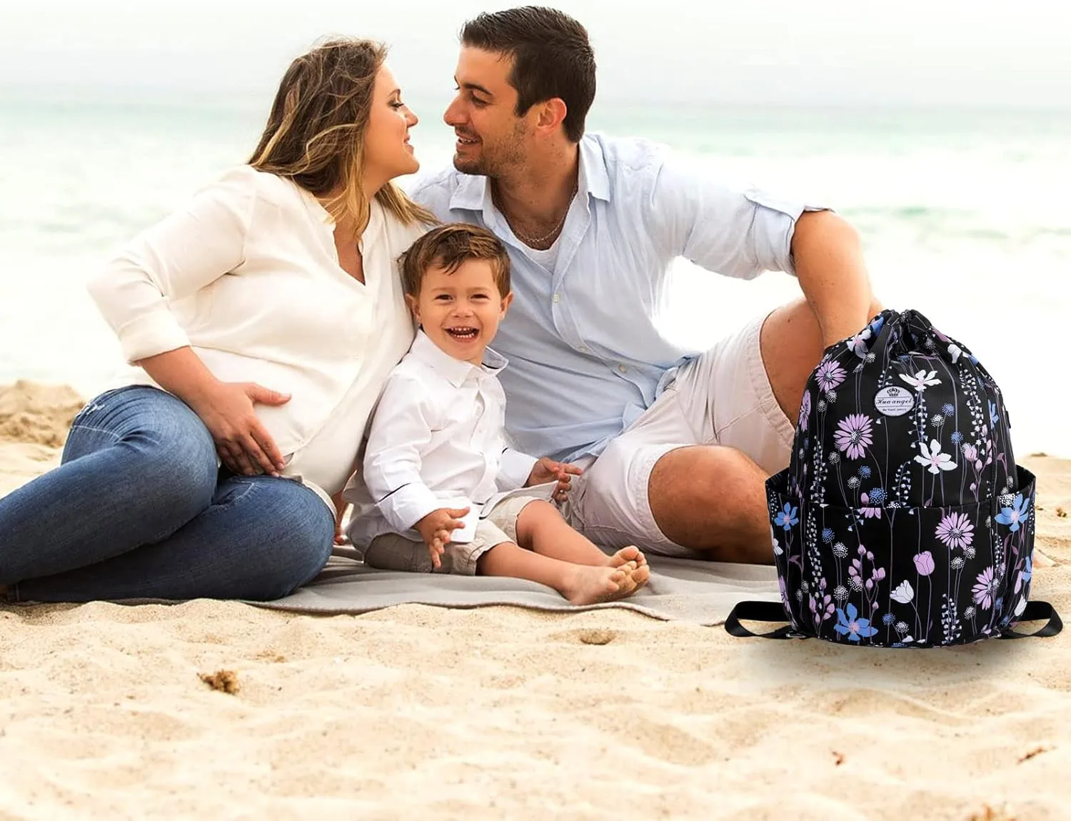 HUA ANGEL Floral Print Drawstring Bag - Lightweight Waterproof Cinch Sackpack with Side Pocket for Men & Women Travel Gym Bag