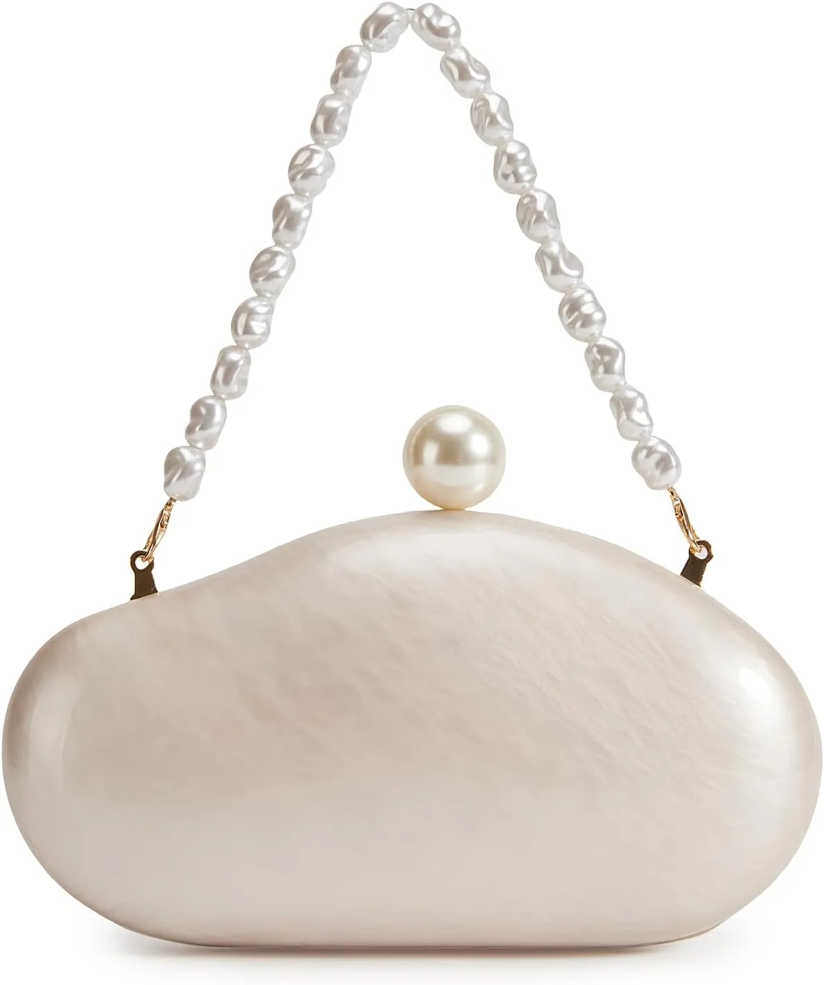 Huralona Acrylic Evening Clutch Purses for Women Shell Handbag Chic Clutch Bag With Baroque Irregular Pearl Chain Strap