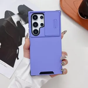 Hybrid Slide Camera Protector Case for Samsung S25 S24 S23 S22 S21 S20 FE Plus Note20 Ultra A06 A16 A55 A35 A25 A15 A54 A14 A53,Purple