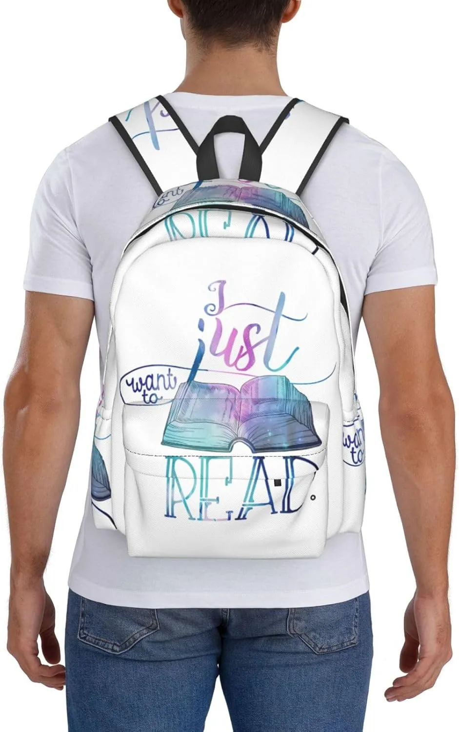 I Just Want To Read Galaxy Laptop Backpack Shoulder Bag Laptop Pack Travel Backpacks Commuter Back Pack Casual Daypack Bags With Side Pockets