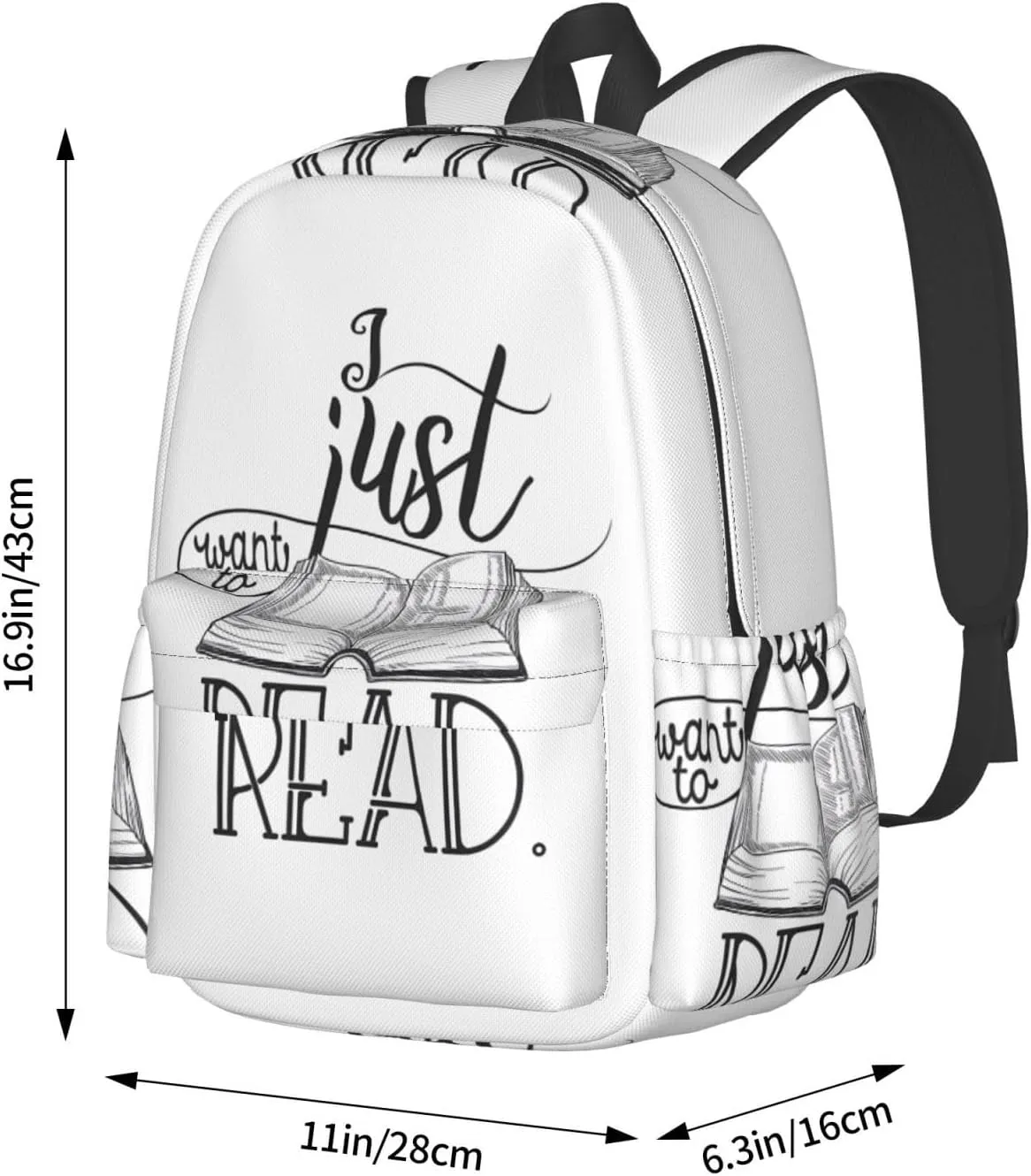 I Just Want To Read Laptop Backpack Shoulder Bag Laptop Pack Travel Backpacks Commuter Back Pack Casual Daypack Bags With Side Pockets