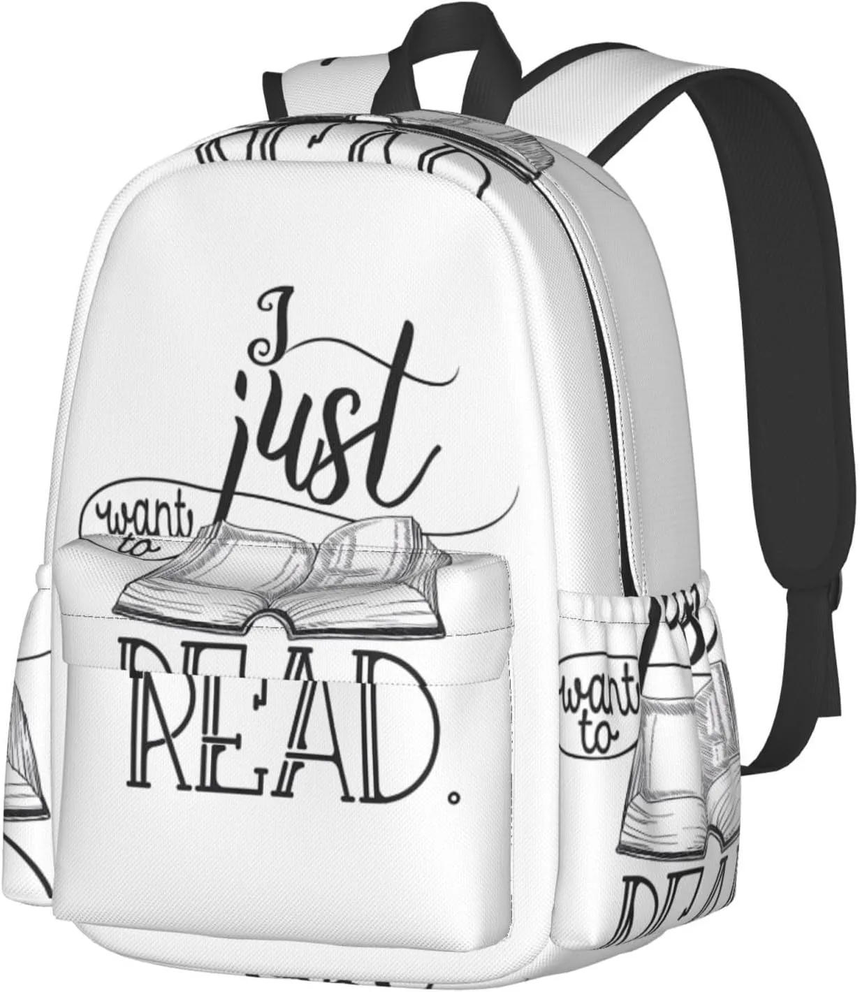 I Just Want To Read Laptop Backpack Shoulder Bag Laptop Pack Travel Backpacks Commuter Back Pack Casual Daypack Bags With Side Pockets
