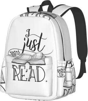 I Just Want To Read Laptop Backpack Shoulder Bag Laptop Pack Travel Backpacks Commuter Back Pack Casual Daypack Bags With Side Pockets