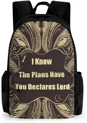 I Know The Plans Have You Declares Lord Backpack for Women Men Waterproof Laptop Backpack Travel Bag Casual Daypack 16.1 Inch