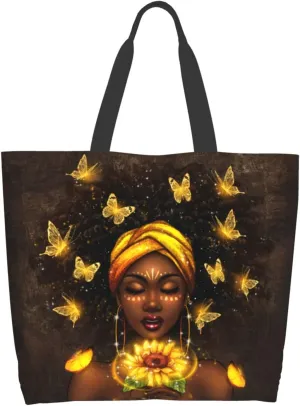 IAGM Black Women's Tote Bags - Waterproof African American Art Shoulder Bags