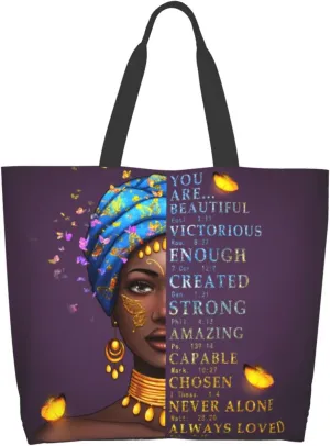 IAGM Black Women's Tote Bags - Waterproof African American Art Shoulder Bags