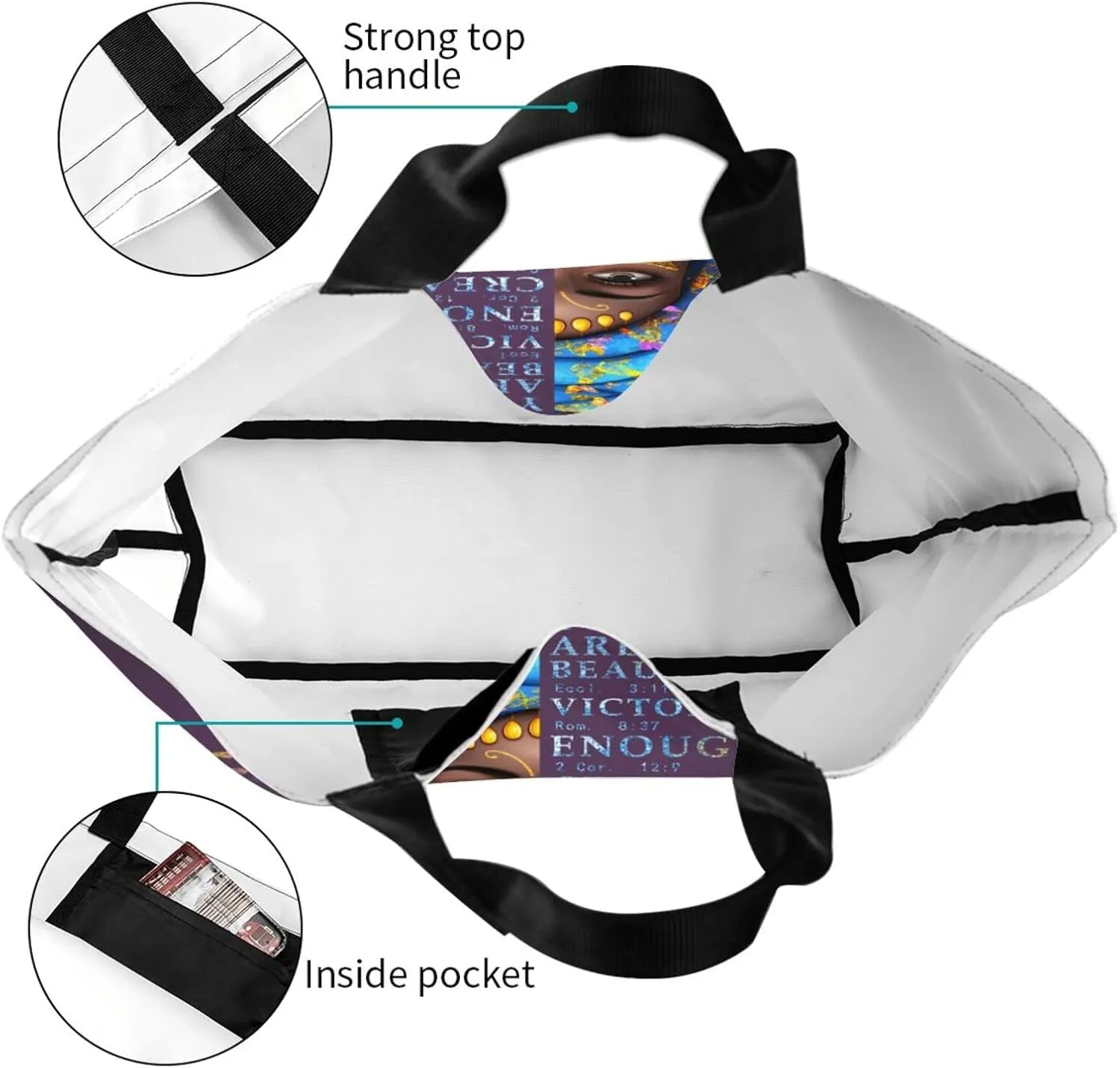 IAGM Black Women's Tote Bags - Waterproof African American Art Shoulder Bags