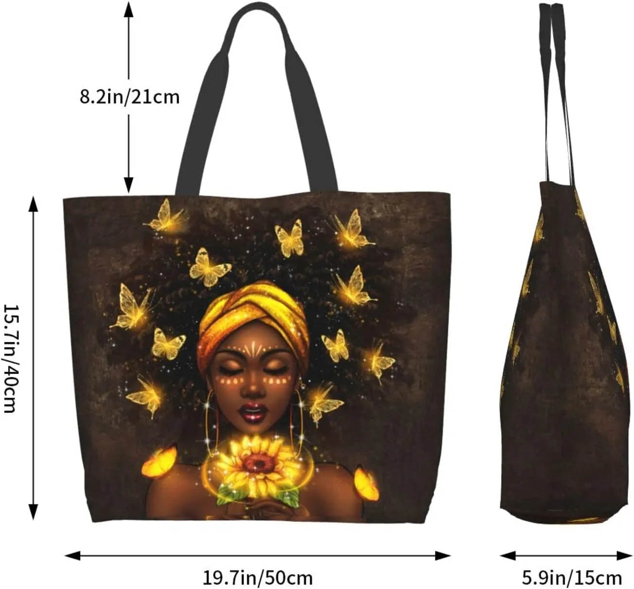 IAGM Black Women's Tote Bags - Waterproof African American Art Shoulder Bags