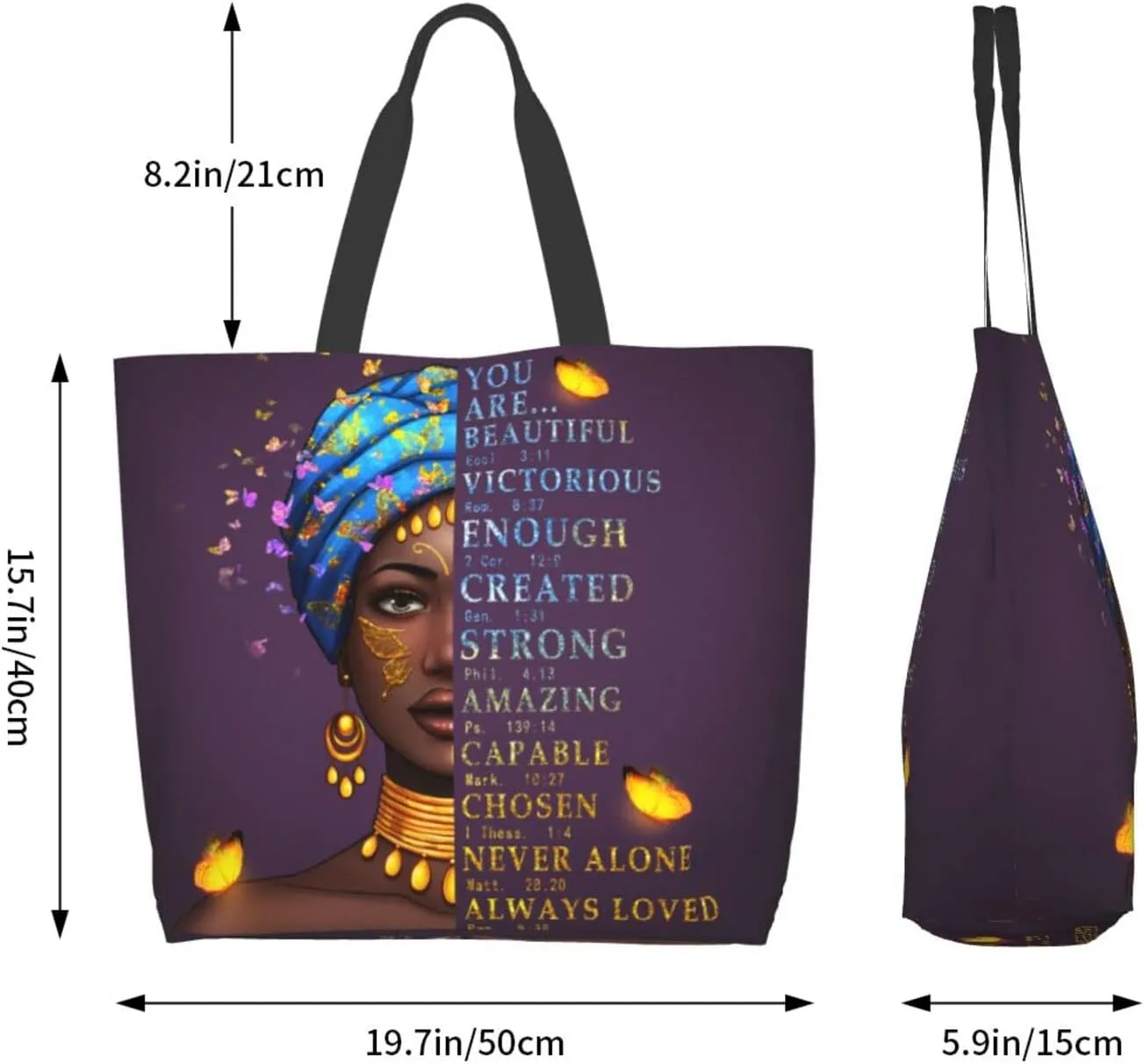 IAGM Black Women's Tote Bags - Waterproof African American Art Shoulder Bags