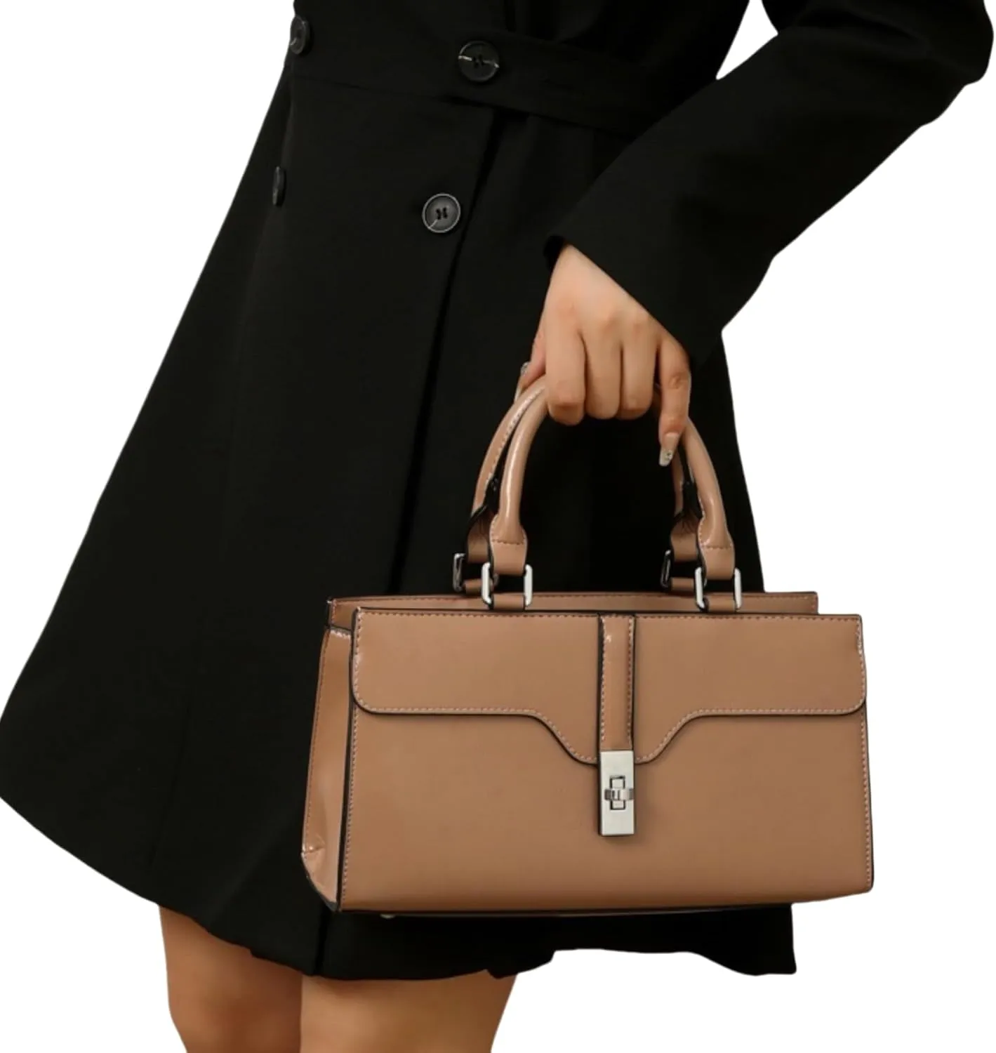 IAMUHI Women's Glossy Faux Leather Evening Handbag Clutch Purse, Small Top Handle Tote Designer Satchel Shoulder Bag Purse