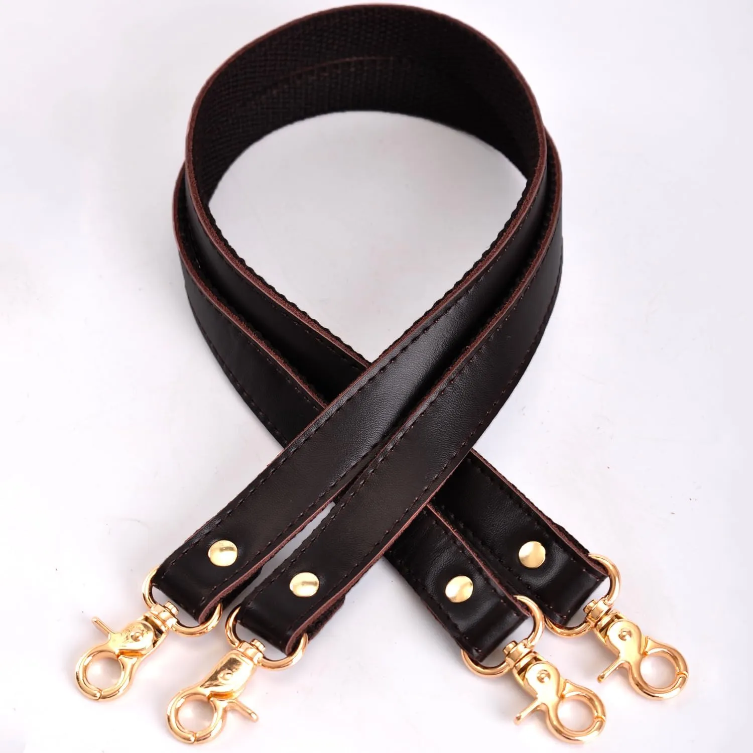 IBWel 2pcs 24 Inch Black Leather Replacement Handles Purses Straps Handbags Shoulder Bag Strap with Antique Bronze/Gold/Sliver/Gun Tone Hardware Swivel Lobster Buckles