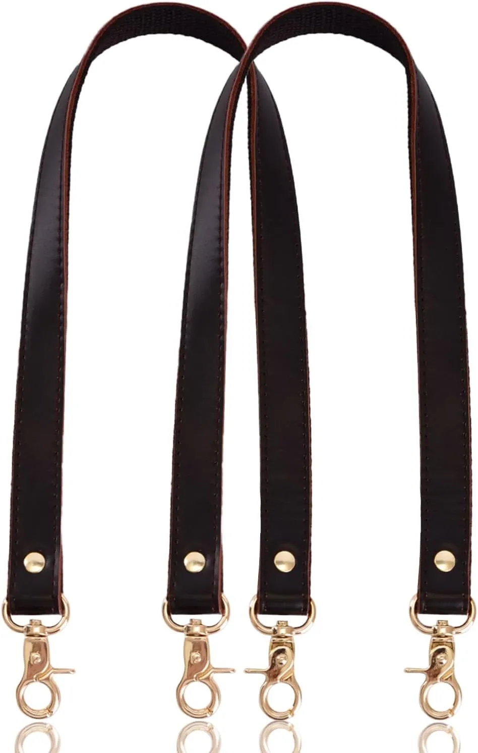 IBWel 2pcs 24 Inch Black Leather Replacement Handles Purses Straps Handbags Shoulder Bag Strap with Antique Bronze/Gold/Sliver/Gun Tone Hardware Swivel Lobster Buckles