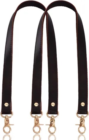 IBWel 2pcs 24 Inch Black Leather Replacement Handles Purses Straps Handbags Shoulder Bag Strap with Antique Bronze/Gold/Sliver/Gun Tone Hardware Swivel Lobster Buckles