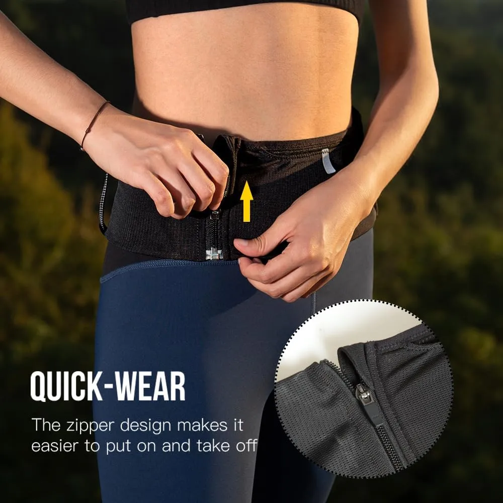 ICE FLAME Running Belt, Fitness and Running Fanny Pack for Women and Men, Waist Band Pack for Phone Keys Money, Moisture Wicking Storage Belt