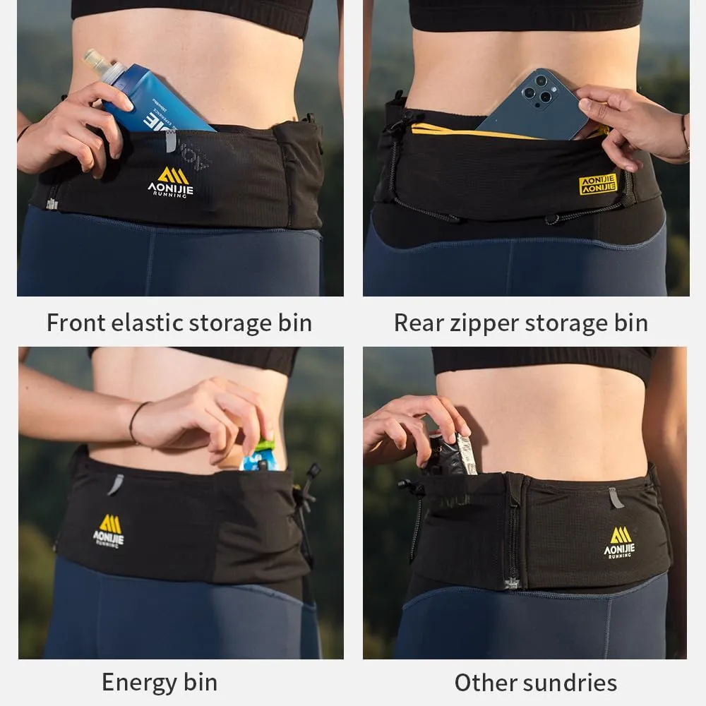 ICE FLAME Running Belt, Fitness and Running Fanny Pack for Women and Men, Waist Band Pack for Phone Keys Money, Moisture Wicking Storage Belt