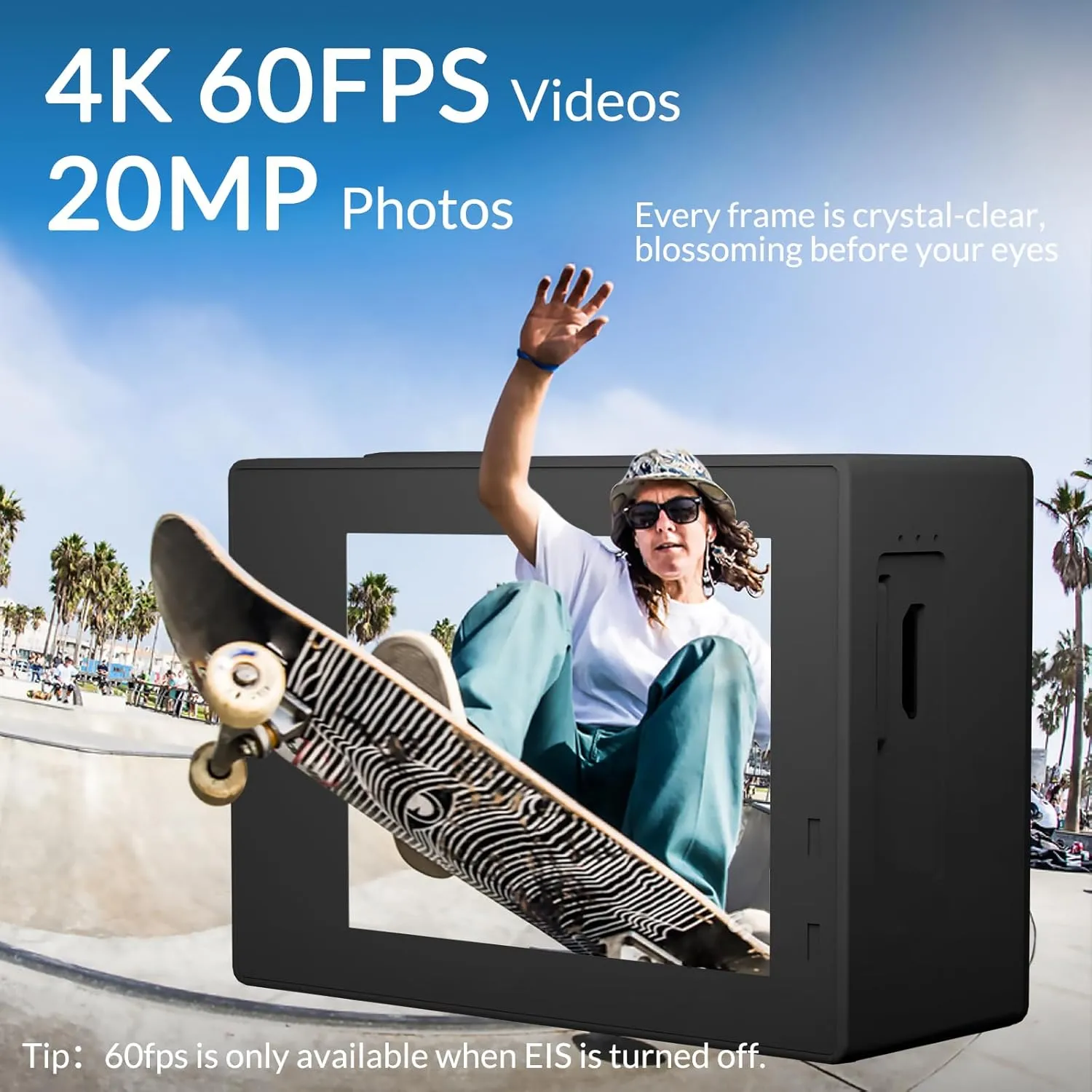 icefox Action Camera 4K 60FPS 20MP, Underwater with EIS,5XZoom,App Support Video&Photo Editing,Waterproof Camera WiFi Remote Control for Cycling, Swimming, and Diving