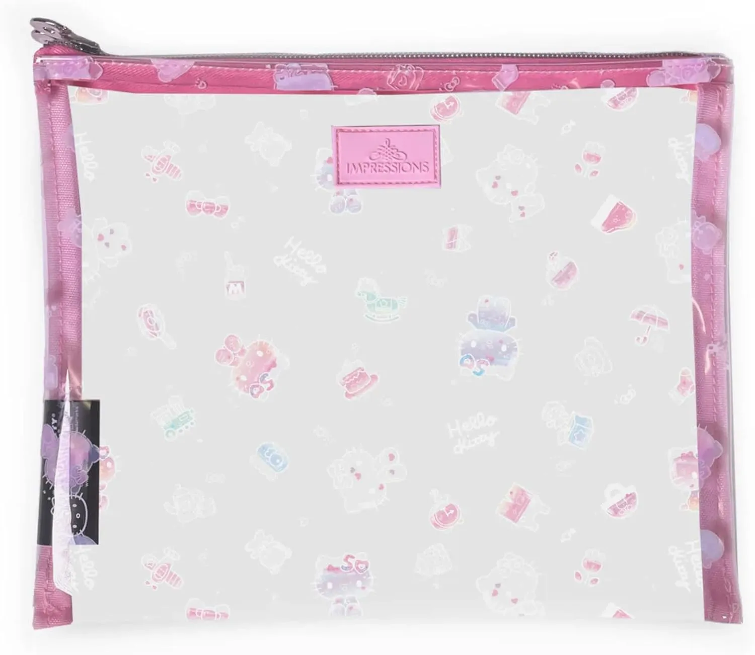 Impressions Vanity Hello Kitty 2 Pcs Nested Slim Makeup Pouch Set for Women, Waterproof Travel Makeup Bag Organizer with Zipper and Pastel Gradient Artwork Design (Pink)