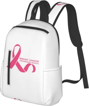 In October We Wear Pink Ribbon Breast Cancer Awareness Backpack Bags Adjustable Casual Daypack Rucksack Travel Holder Bookbags For Women Men Adult 17 Inches